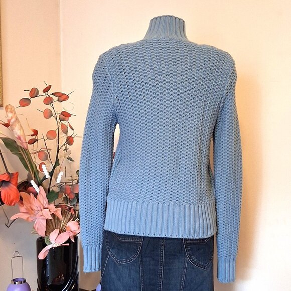 NWOT Peak Performance Women’s Baby Blue Long Sleeve Crochet Knit Cardigan Jacket - Picture 5 of 11